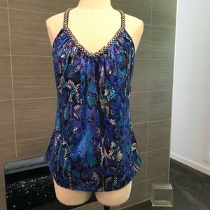 Blue, snake skin print camisole top.